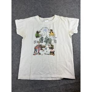 VINTAGE 90s The W Trunk Show Shirt Womens Small White Elephant Graphic Rare Tee